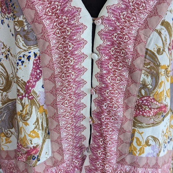 Free People Catch Me If You Can Small Oversized V-neck Peasant Blouse Pastel - Picture 6 of 16